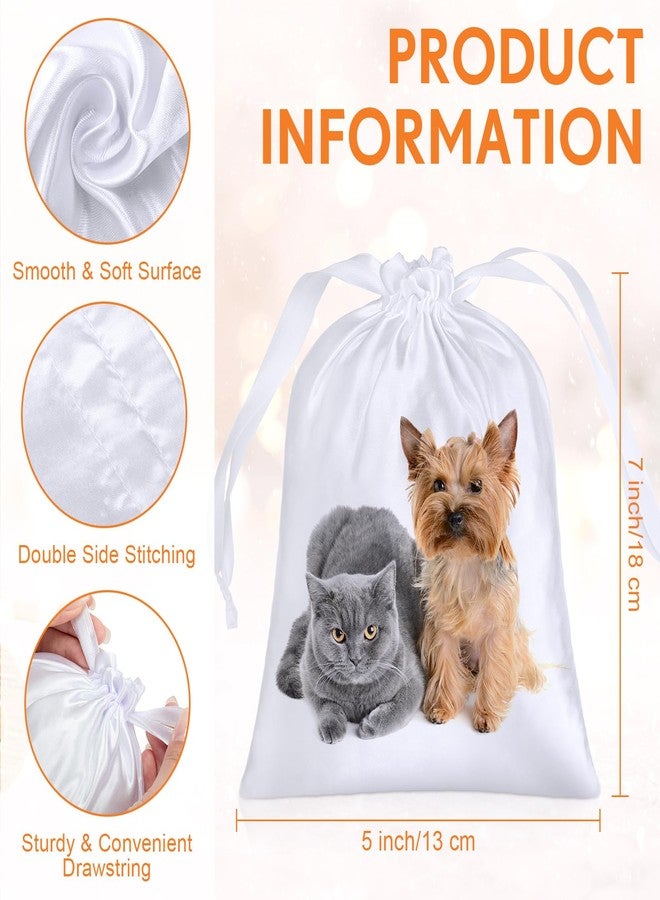 Cosblank 24 Pcs Sublimation Drawstring Bags Blanks 5" x 7" Sublimation Gift Bags Satin Reusable Jewelry Pouches for Goodies Wedding Favors for Baby Shower Birthday DIY(White) - Image 2